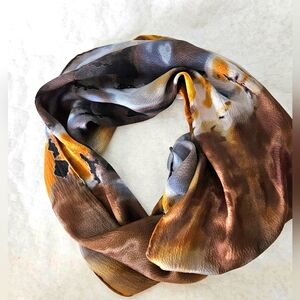 Talbots long silky earth tone scarf